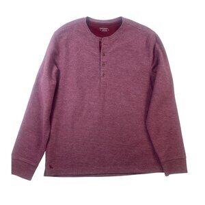 Untuckit Mens Henley Shirt Sz M Burgundy Long Sleeve 1/4 Button Casual Mens Top
